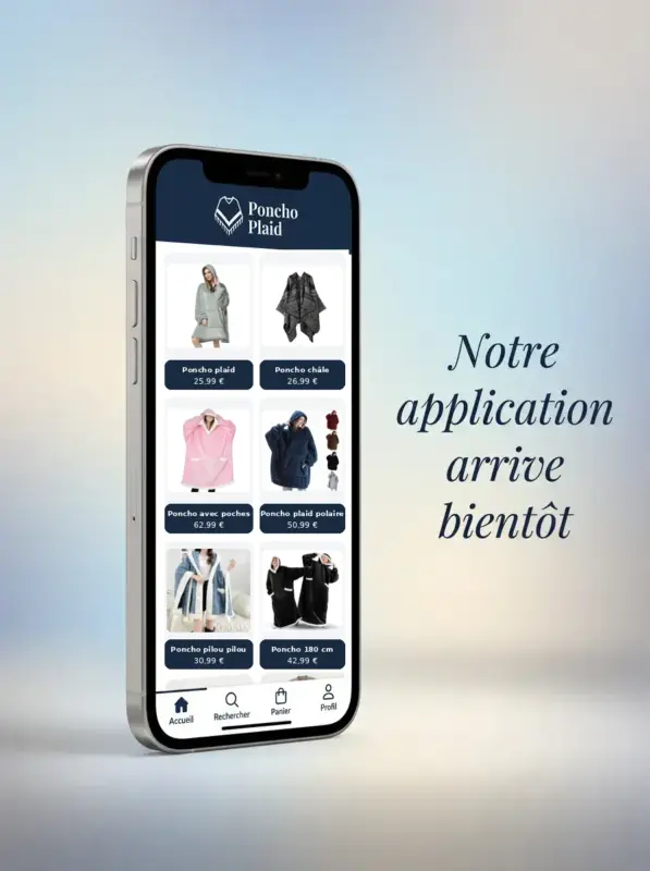 Aperçu de la future application Poncho Plaid sur smartphone