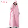 Poncho plaid rose avec capuche et poches, taille 120cm.