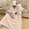 Poncho plaid femme grande taille, capuche avec motif Big Hero 6, doux et chaud.