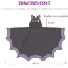 Poncho plaid Halloween avec capuche chat noir, dimensions indiquées.