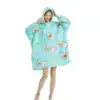 Poncho plaid pyjama bleu turquoise avec motifs avocat et toast mignon.