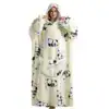 Poncho polaire femme nuit avec capuche et motifs pandas.